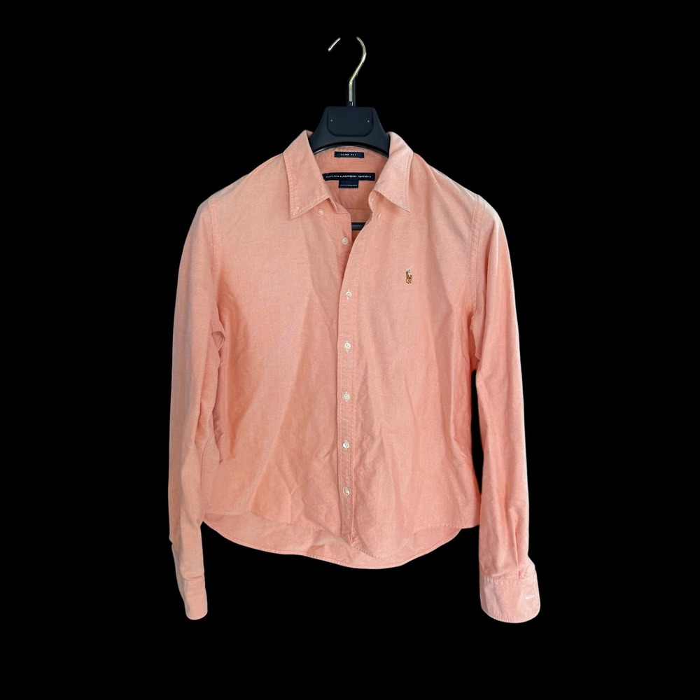 Ralph Lauren Sport Women Slim Fit Oxford Small Button Down Shirt Peach